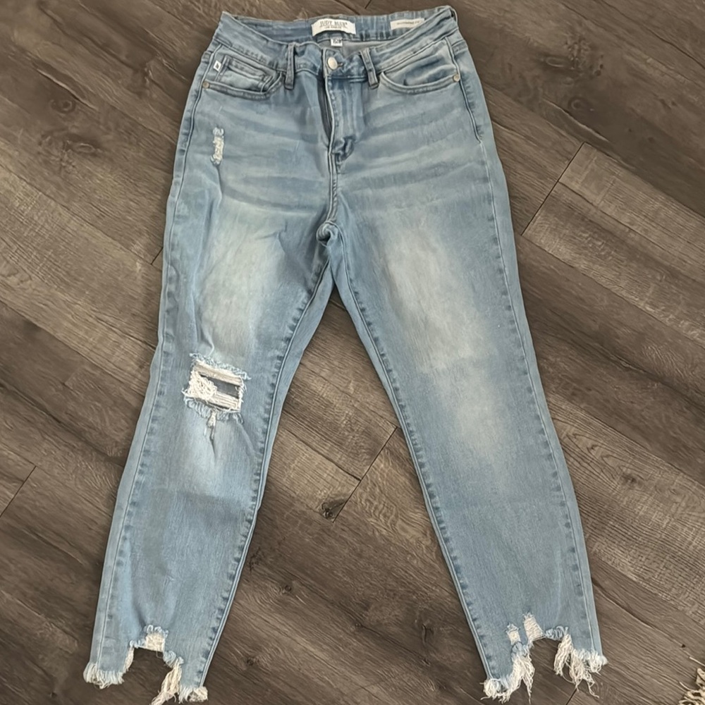 Judy Blue Distressed Light Blue Jeans